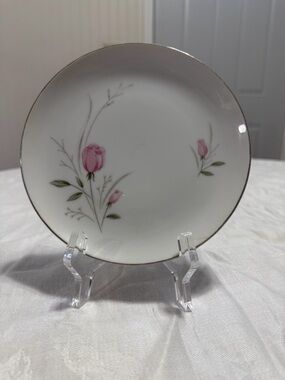 Sterling Rose Diamond China Elegant Pink Floral Porcelain Salad Plate - 7.5”